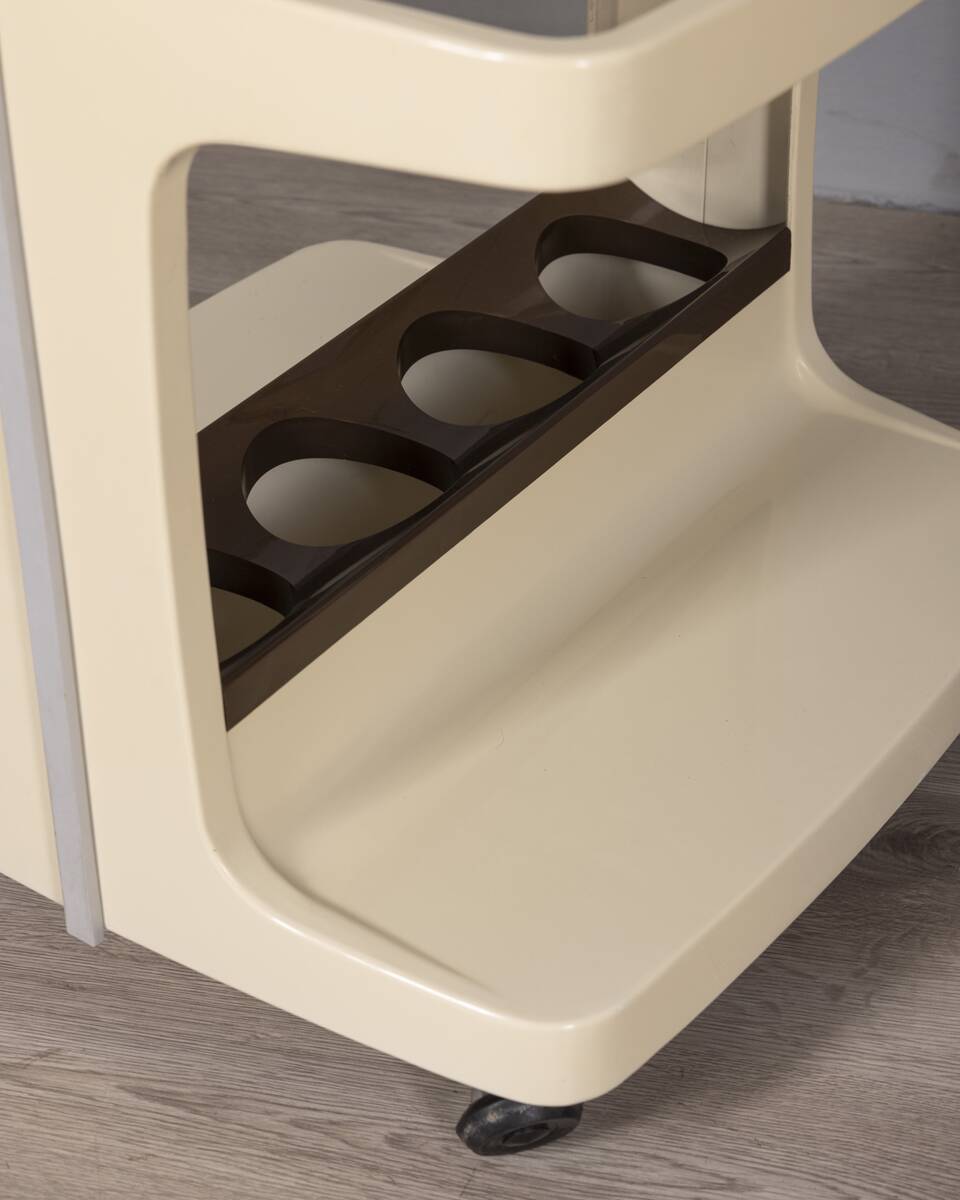 Vintage 1970s plastic and glass bar trolley by Marc Held for Prisunic