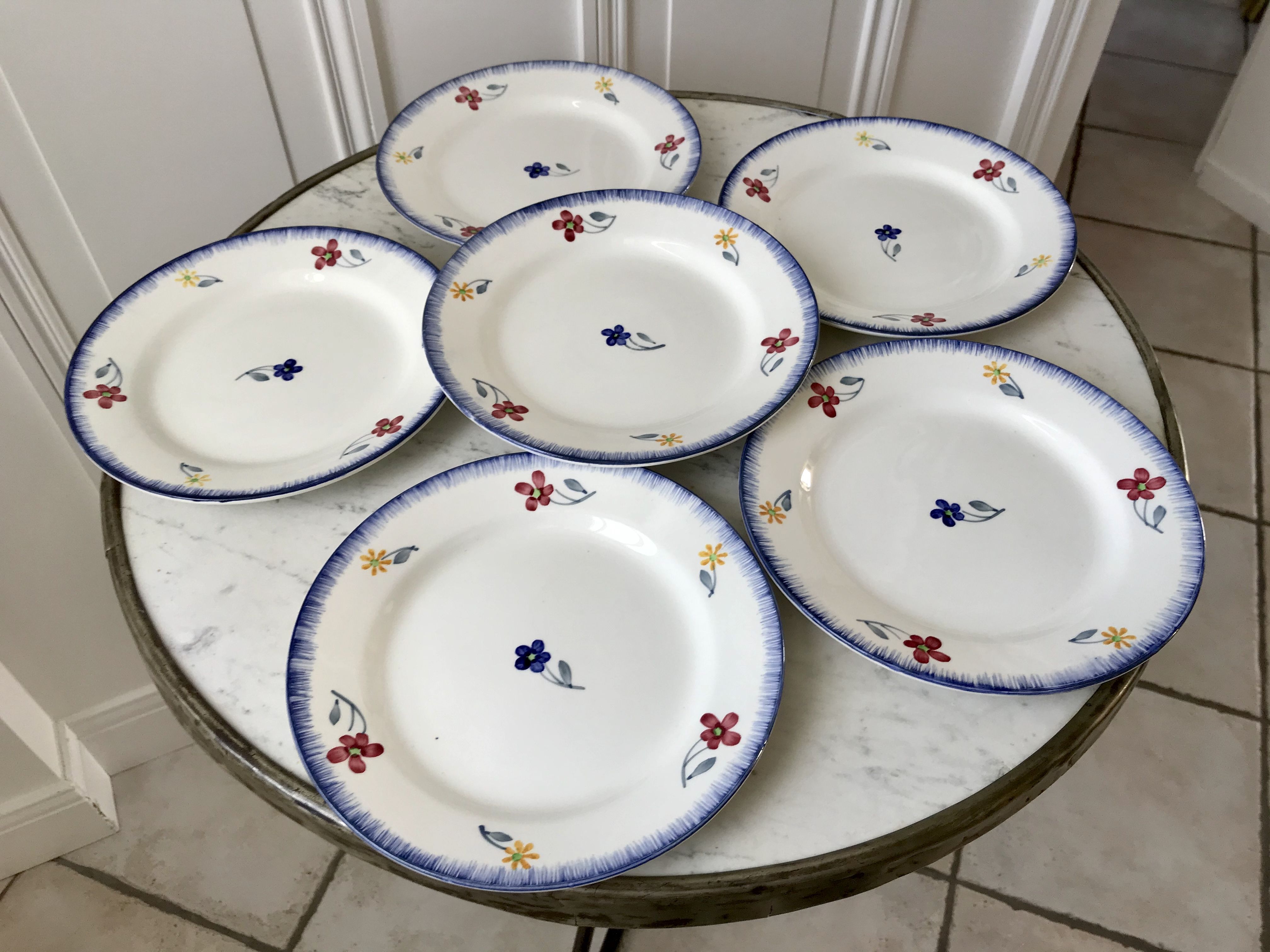 Set of 6 dessert plates Digoin Sarreguemines, years 30-40
