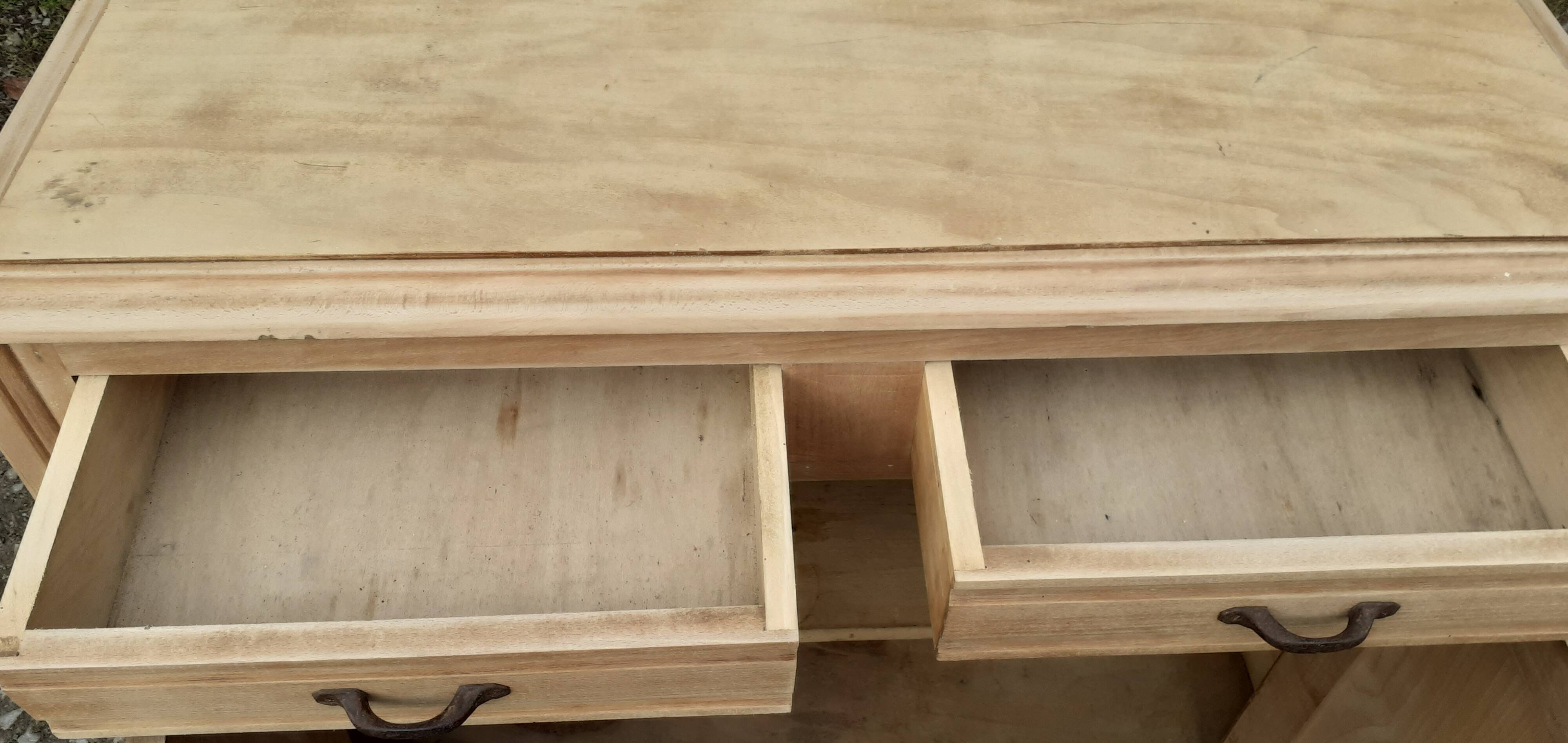 Parisian art deco sideboard 2 doors 2 drawers beech raw wood