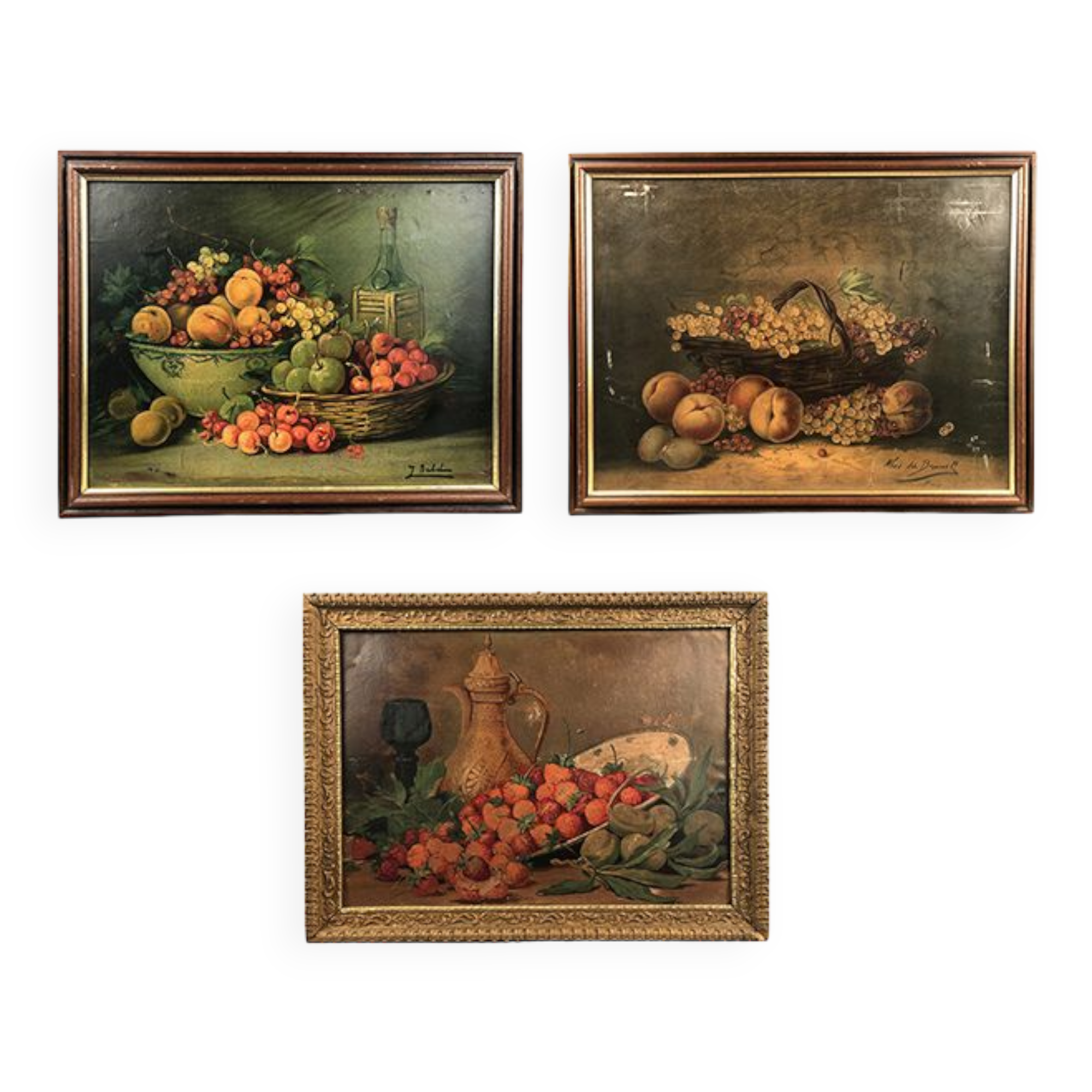 Série de trois chromolithographies, natures mortes d’après Alfred A. Brunel de Neuville et J. Rubel