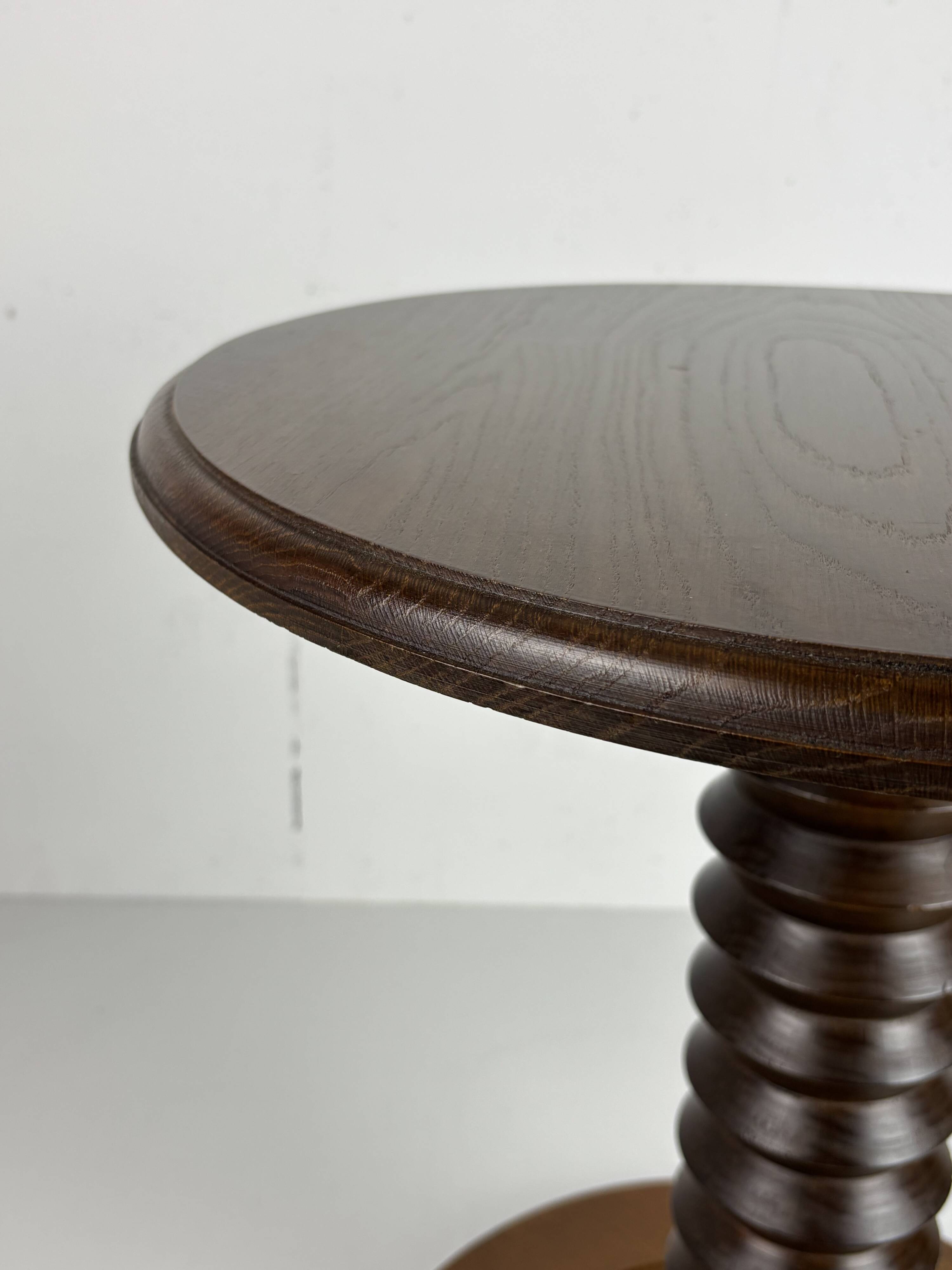 Brutalist Wood Turned Wine Press Side Table, Charles Dudouyt style, 1950s