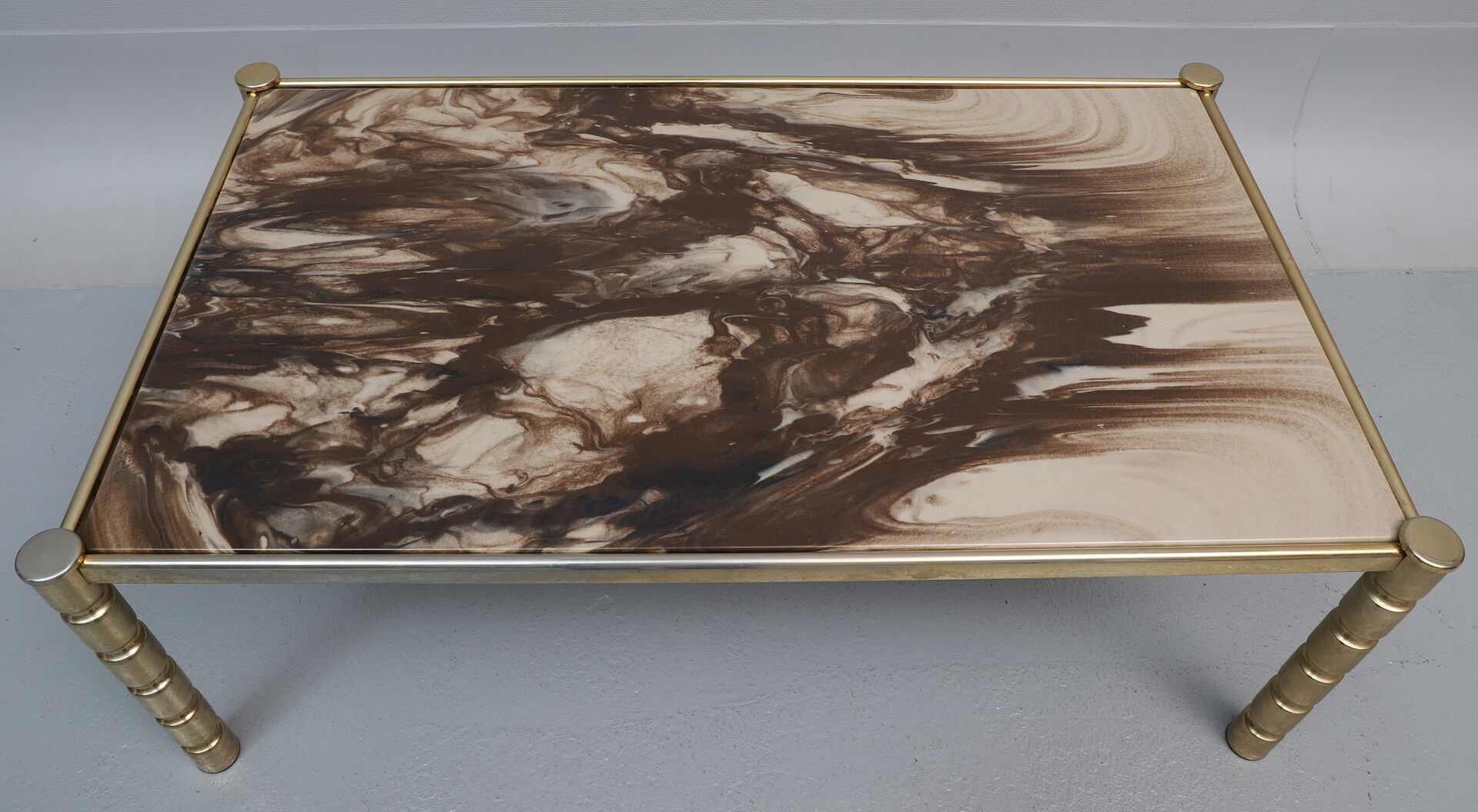 Brass and marble coffee table