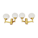 Set of 2 brass and opaline glass Sputnik wall lamps by Kaiser Leuchten