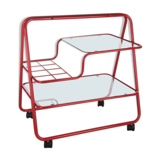 Vintage Red Metal Unique Trolley or Bar Cart, 1970s