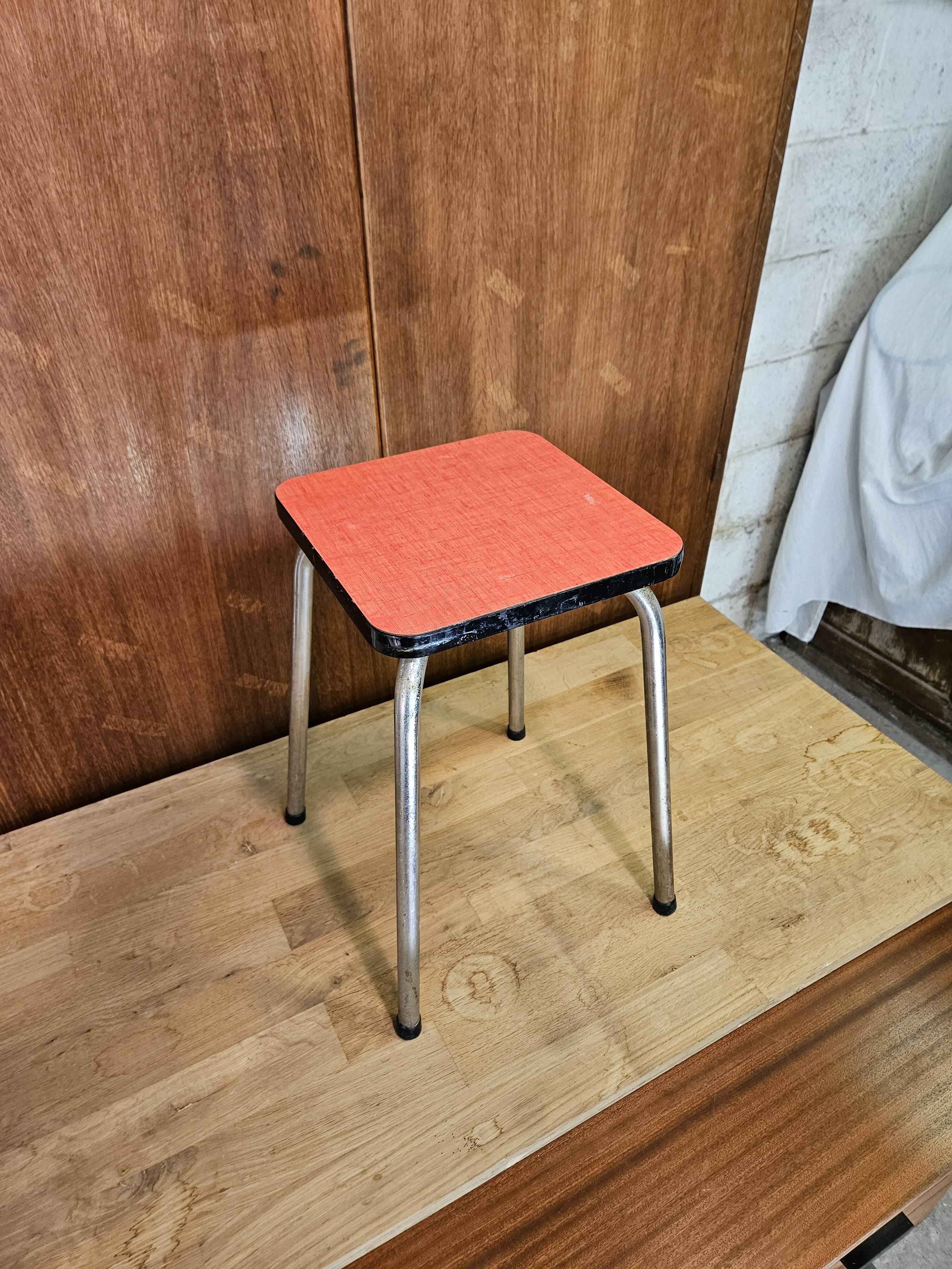 Pink formica stool 1960