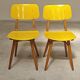 Pair of Ton Bystrice Thonet chairs in wood and yellow molded plastic