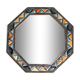 Octagonal mirror to hang metal and vintage inlays