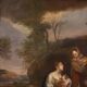 18th century Italian landscape painting with family scene