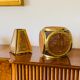 Ensemble de 2 lampes régence hollywoodiennes en laiton et paille viennoise, Italie 60's / 70's