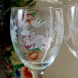 Set of 6 mismatched bird water or wine glasses