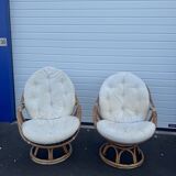 Pairs of 70s rattan armchairs