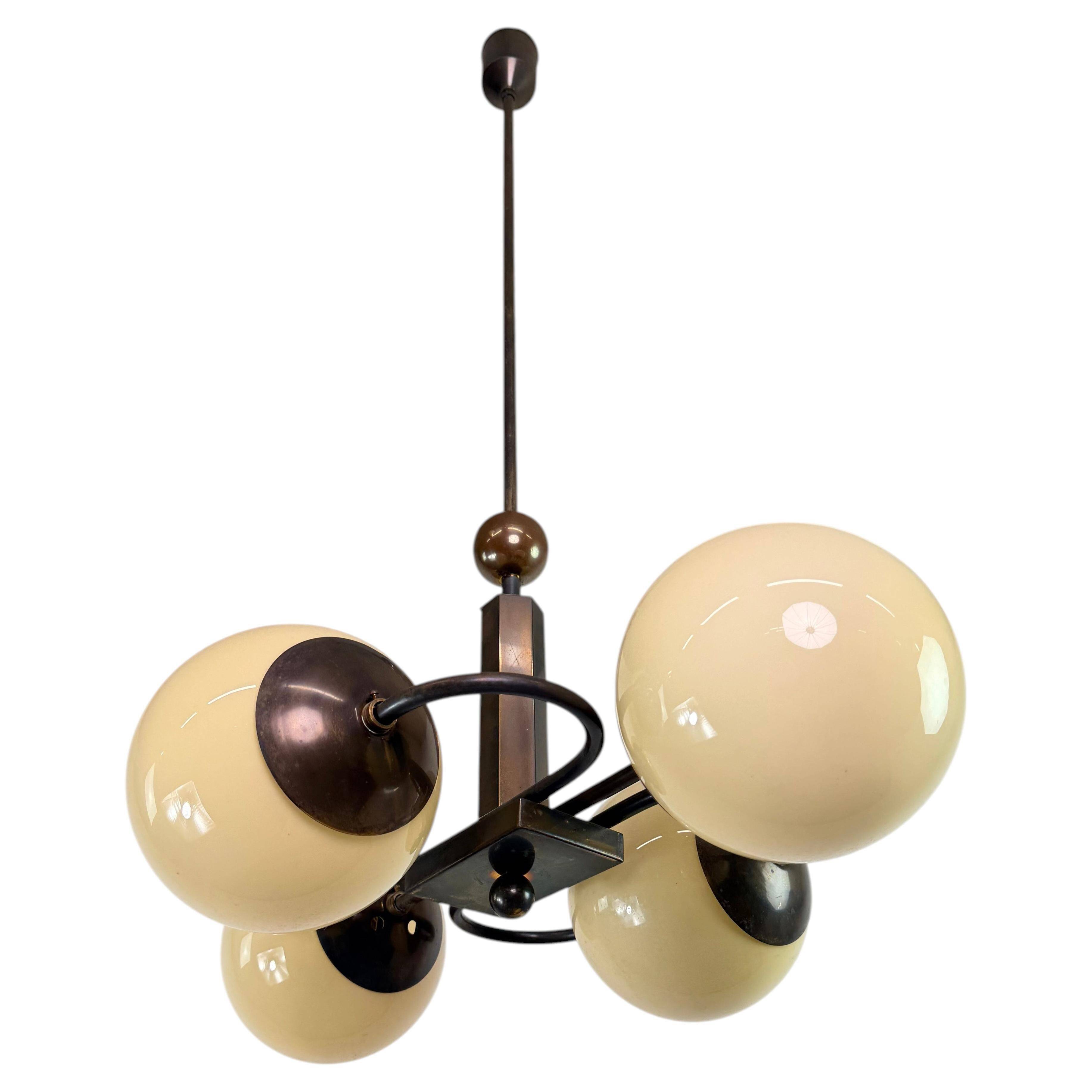 Czechoslovak rondocubist / Geometric Art Deco pendant lamp