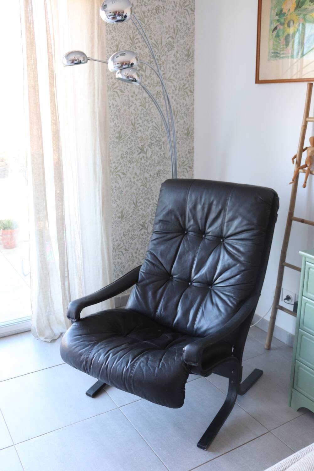 Siesta armchair Westnofa ingmar relling vintage black leather