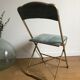 Vintage chaisor folding chair golden frame and blue velvet