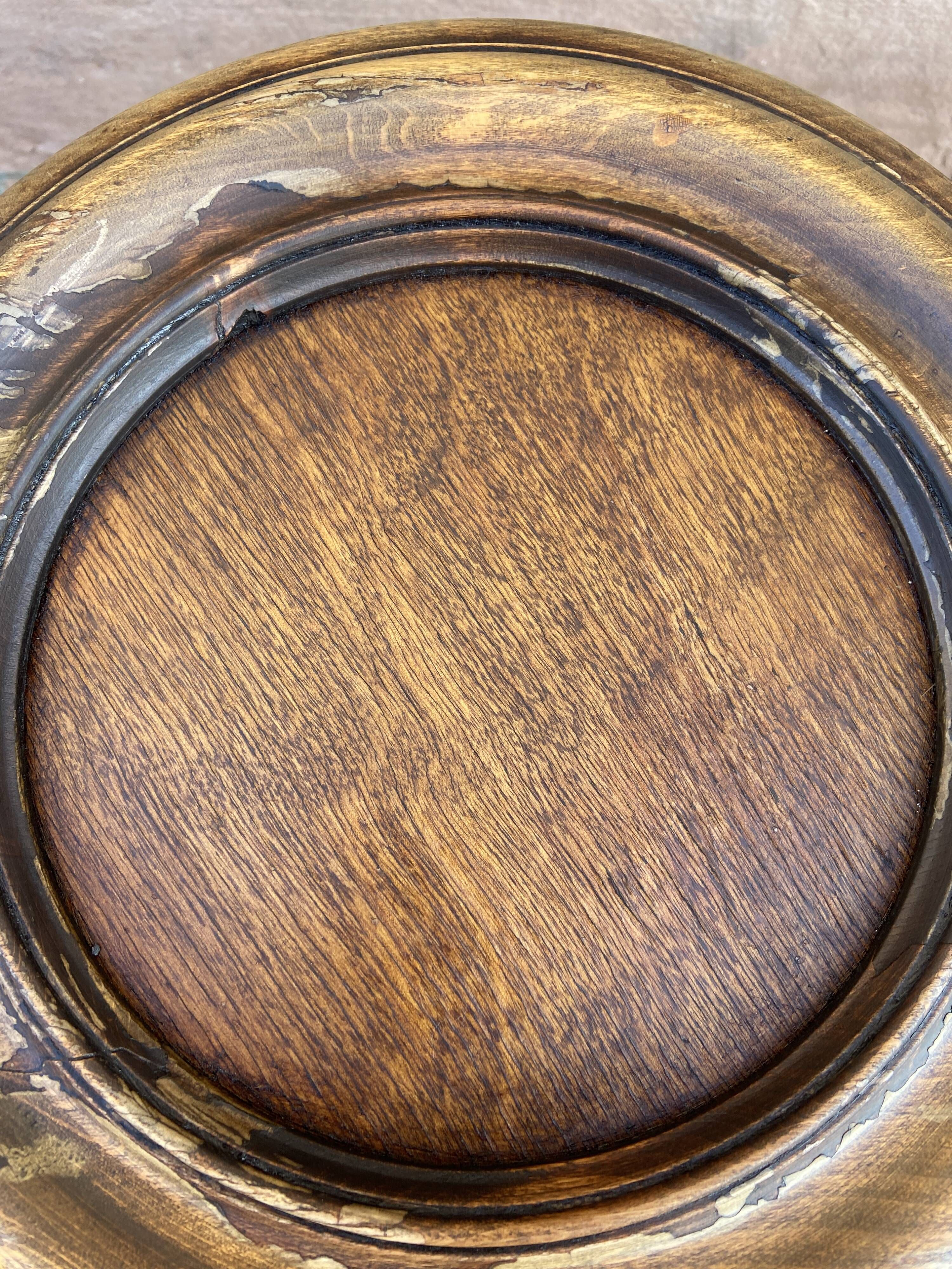 Antique French Art Deco pedestal table 1930s oak plant holder