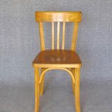 4 Baumann 1950 bistro chairs in “golden oak” color
