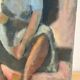 Oil on wood panel, Woman seated