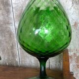 Ancien vase sur pied empoli verre vert vintage