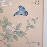 Peinture chinoise ancienne - Papillon et fleurs