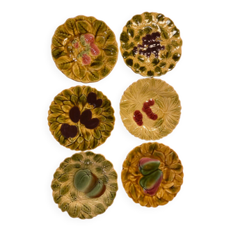 Lot 6 Sarguemines fruit dessert plates