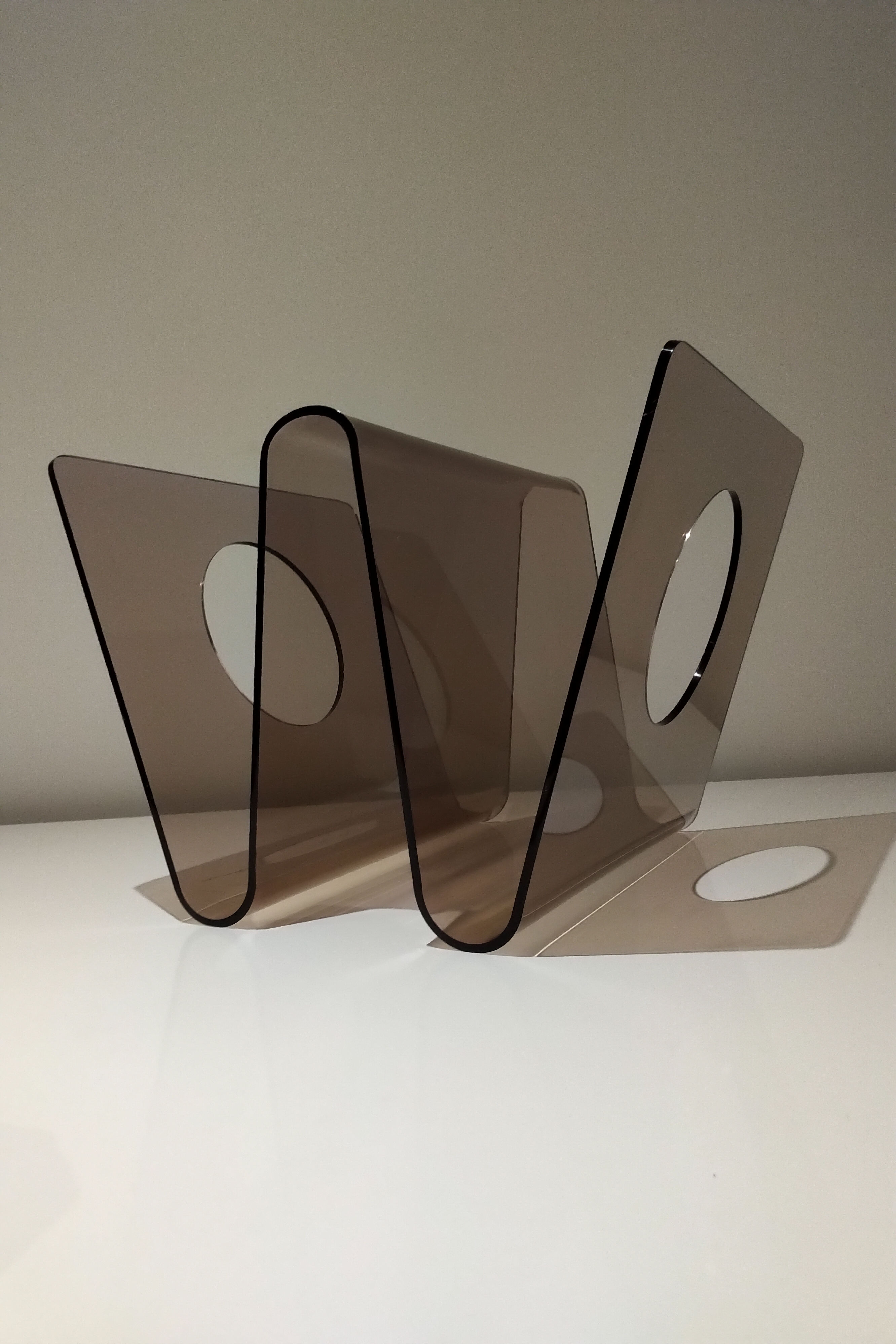 Michel Dumas plexiglass design magazine holders, 1970s