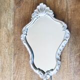 Golden art deco mirror and white patinated 30x45cm