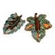 Set of 2 leaf-shaped ceramic dishes from Vallauris.