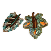 Set of 2 ceramic leaf dishes from Vallauris.
