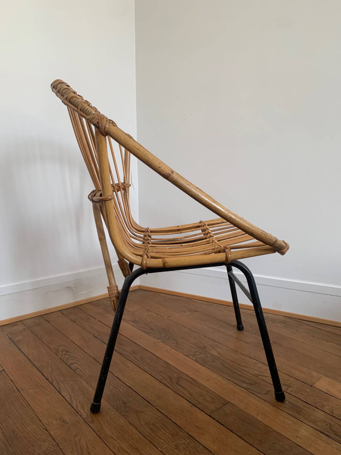 Pair of vintage rattan armchairs