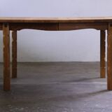 Vintage Danish brutalist oval extendable oak dining table in the style of Henning Kjærnulf, 1960s