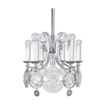 Lustre à 7 lumières en acier torlasco des années 70 vintage modern