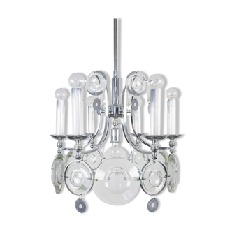 7-light torlasco steel chandelier from the vintage 70s vintage modern