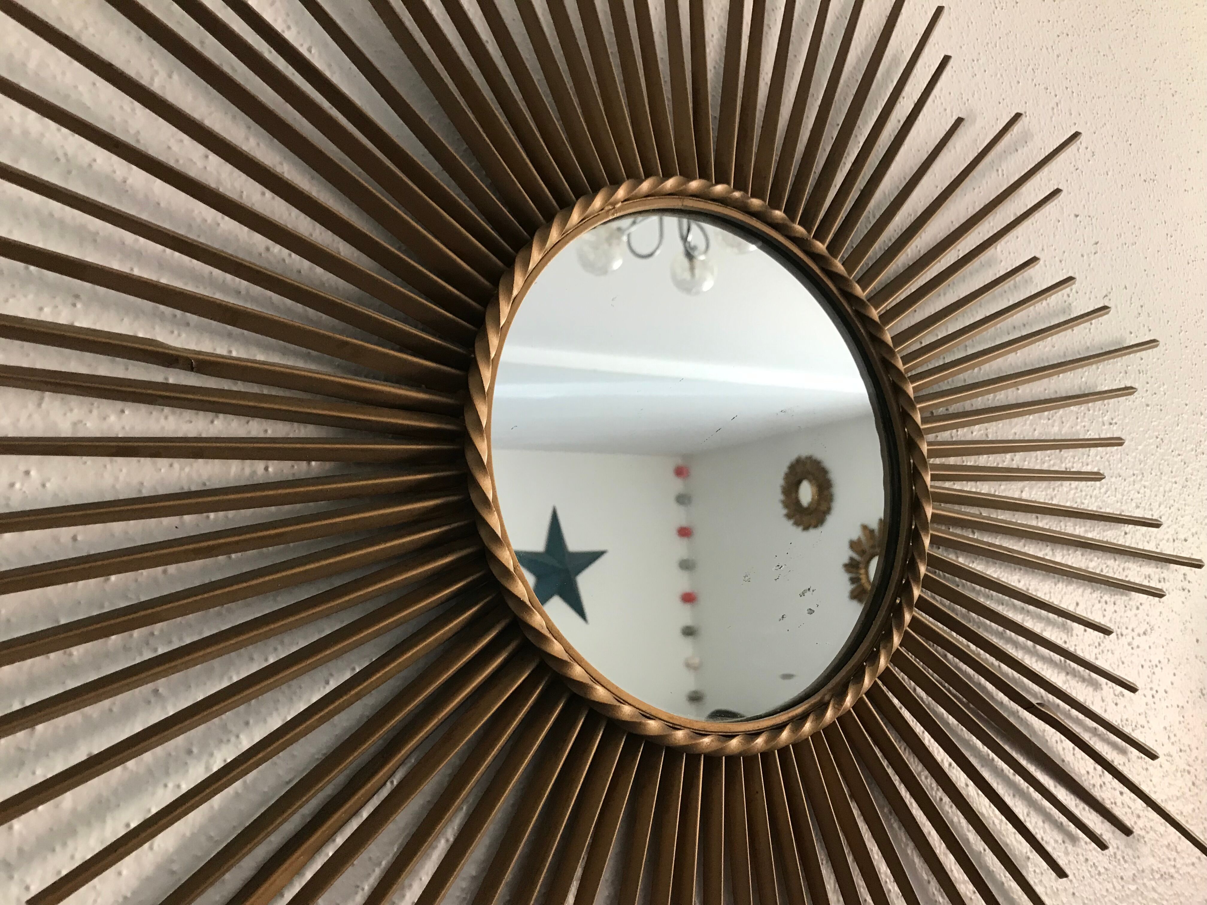 XXL mirror sun witch Chaty Vallauris 85 cm vintage deco design