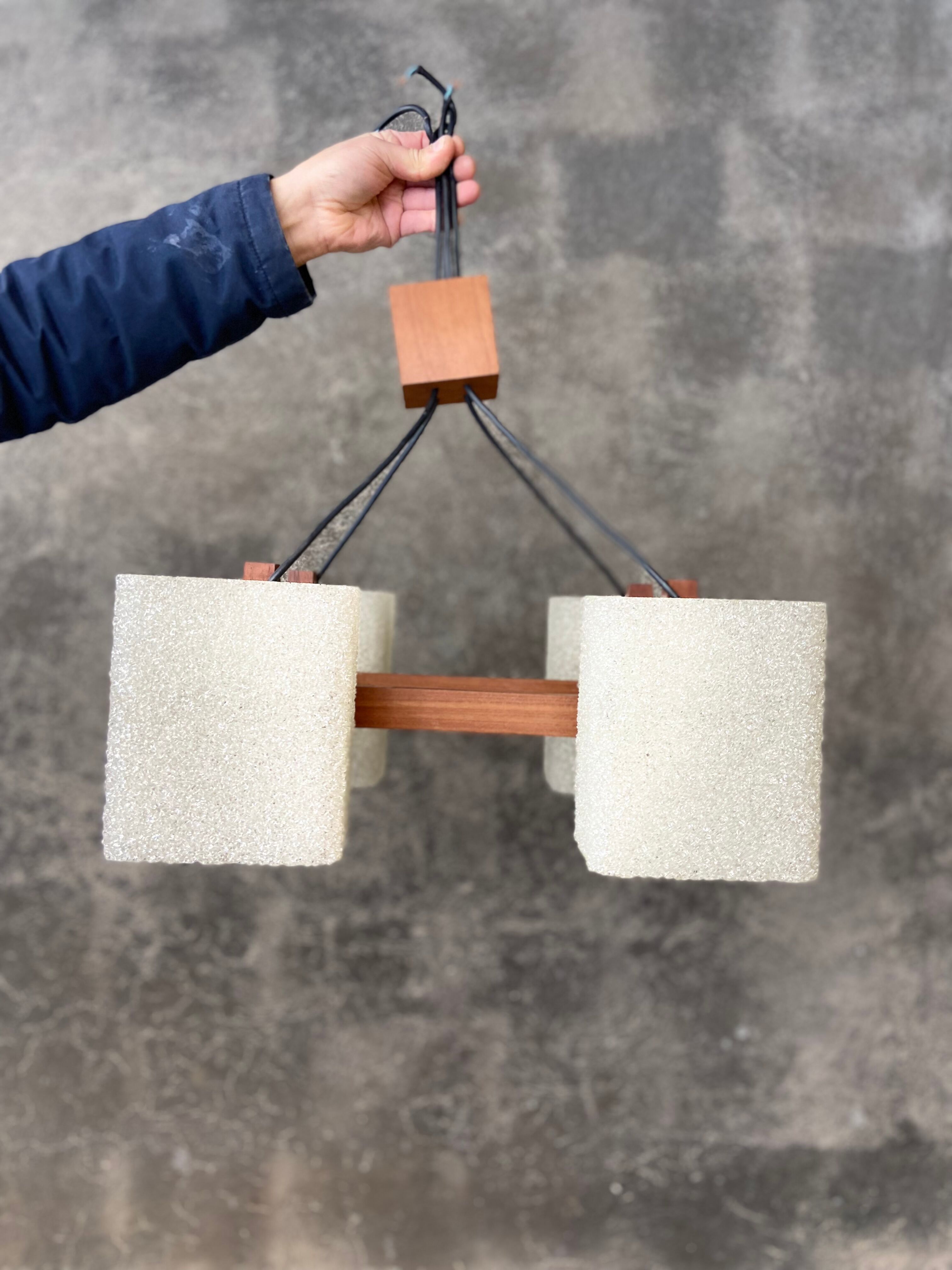 Scandinavian teak pendant chandelier