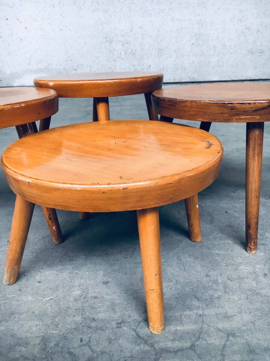 Mid-Century Low Side Table Set, Belgium, 1950s, Set of 4