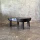 Small old Asian wooden coffee table in Japanese style, kidney-shaped top