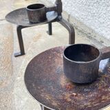 Vintage brutalist steel candle holder