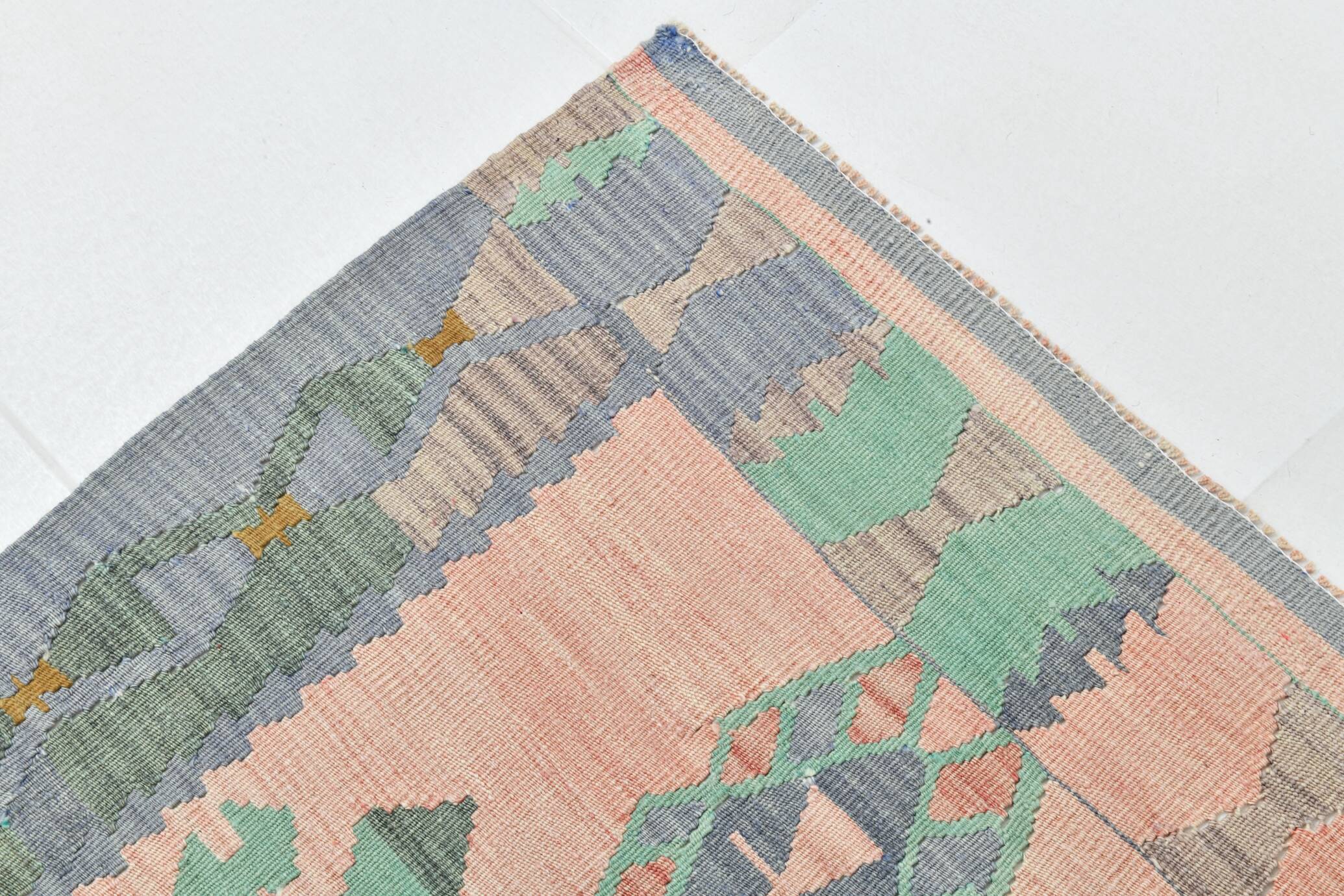 Tapis Kilim vintage rose délavé 5x8, tapis de salon, 161x255 cm