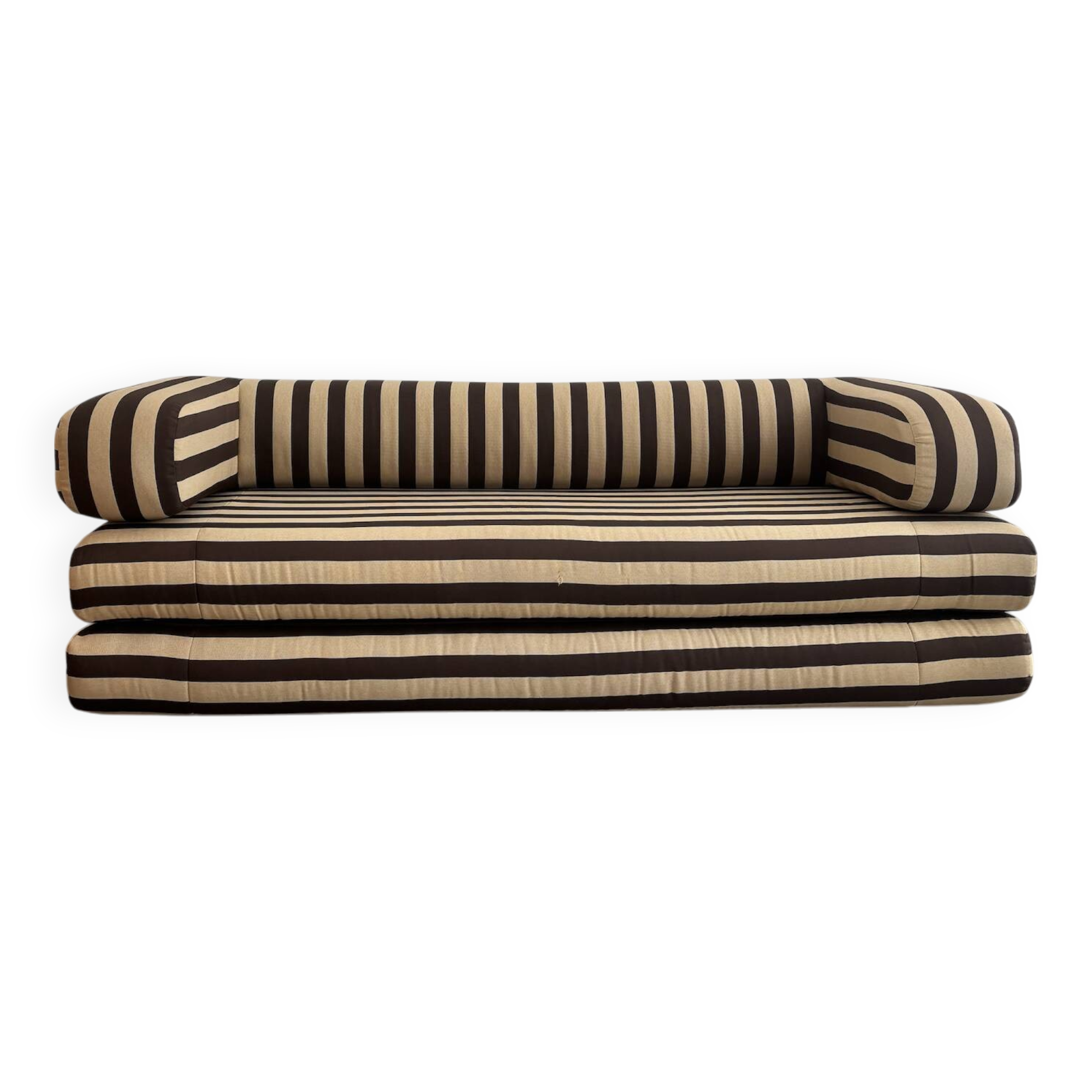 Beige and brown sofa vintage guest bed