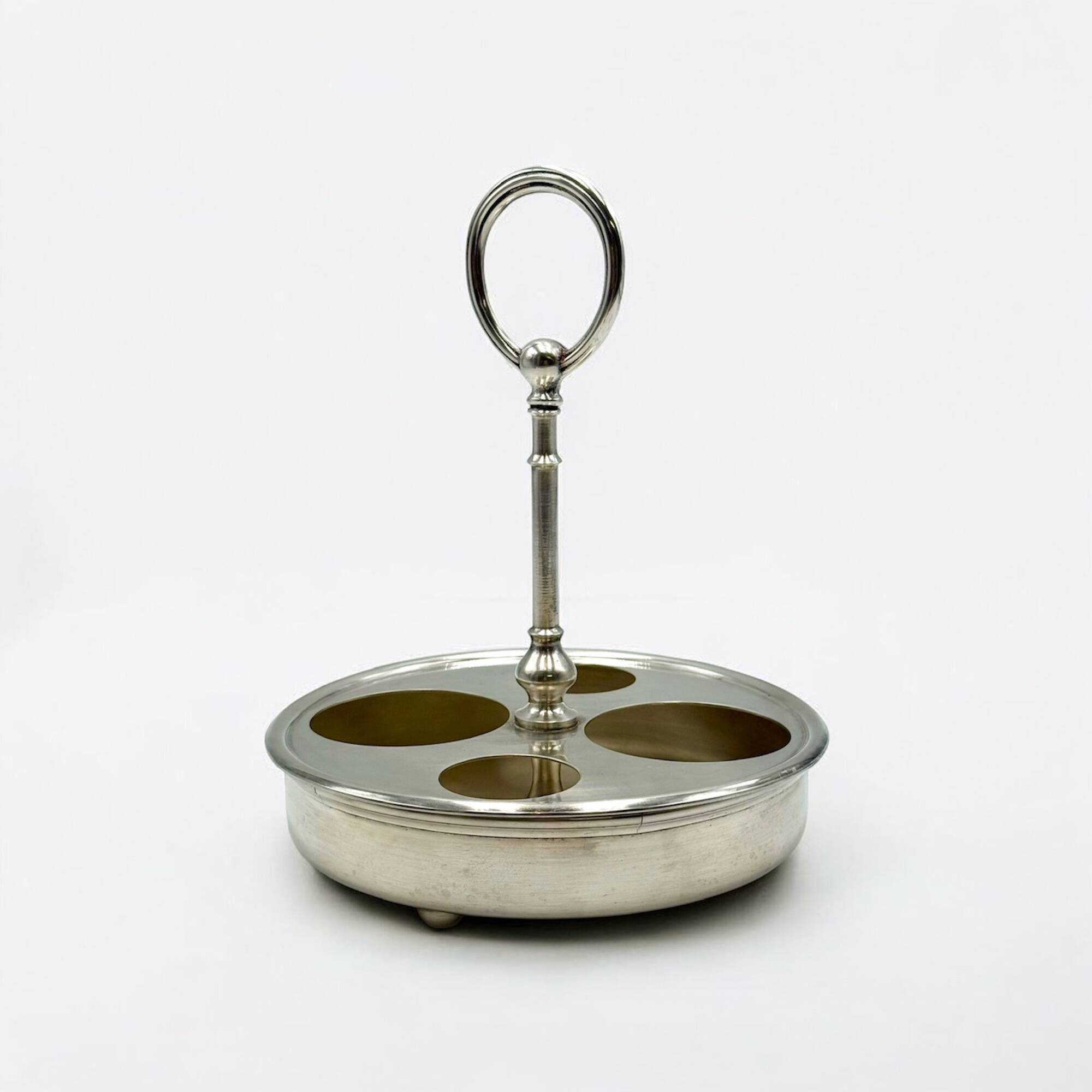 Vintage Christofle Fleuron Condiment Set in Silver Plate and Crystal Glass