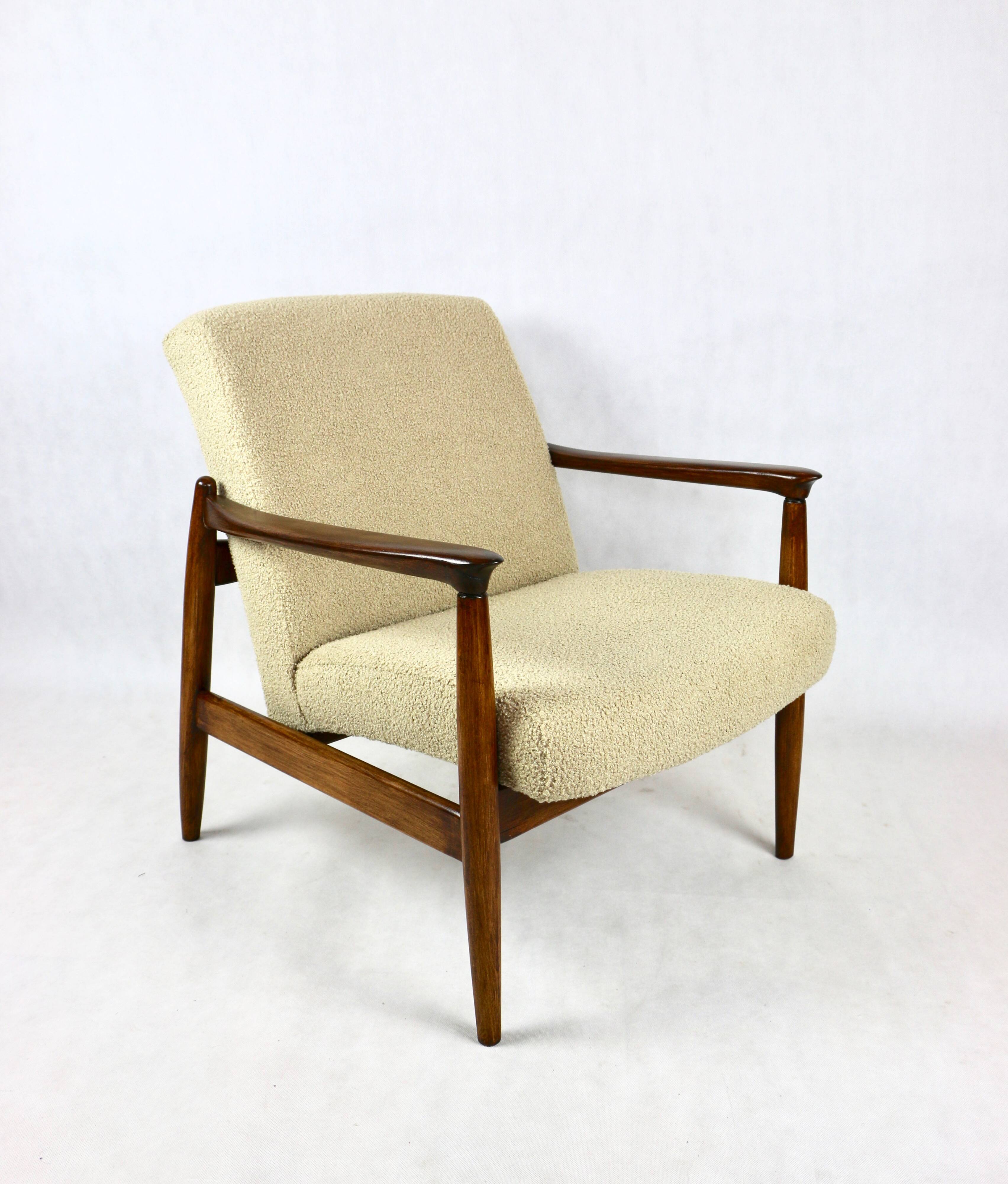 GFM-64 Armchair in Beige Bouclé attributed to Edmund Homa, 1970s