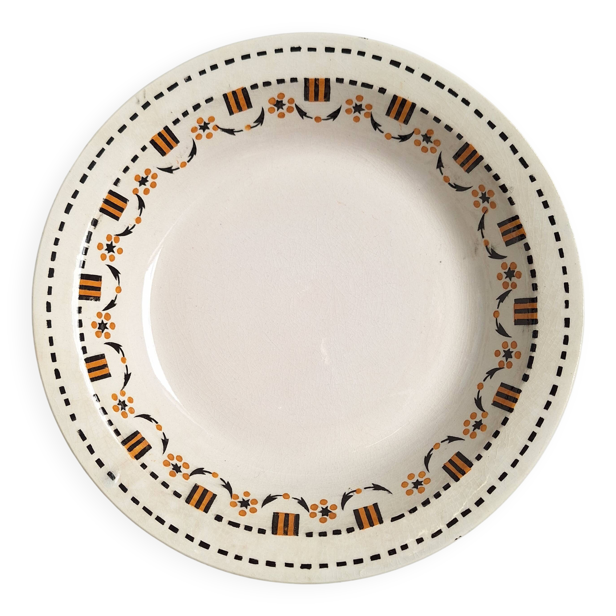 Gien orange and black deep dish, model 456