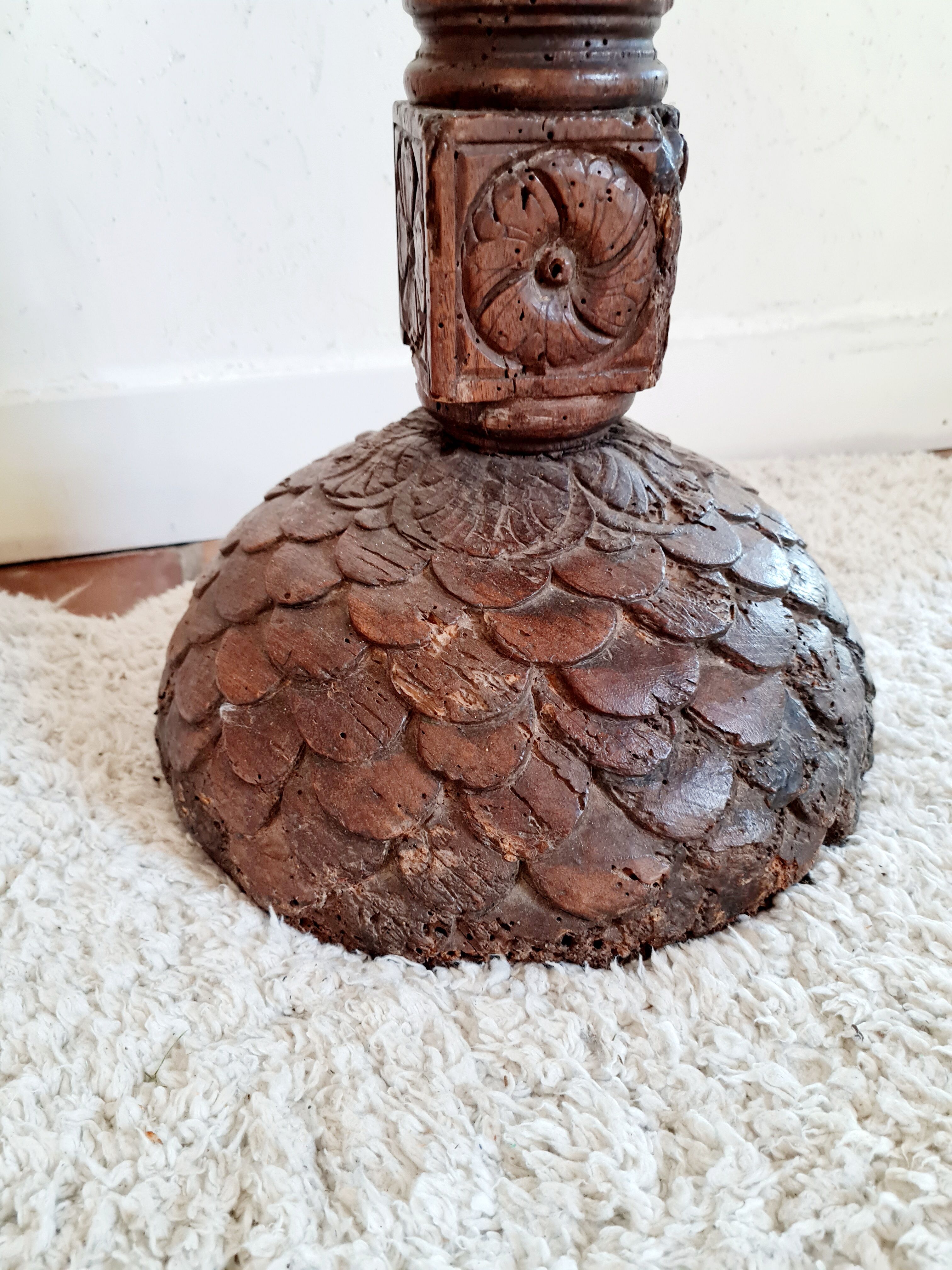 Old carved wooden church desk