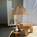 Quadripod coffee table in solid wood monoxyl natural color (dark)