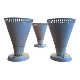 Suite of 3 wall lamps, vintage, white lacquered metal, lita 1970 france