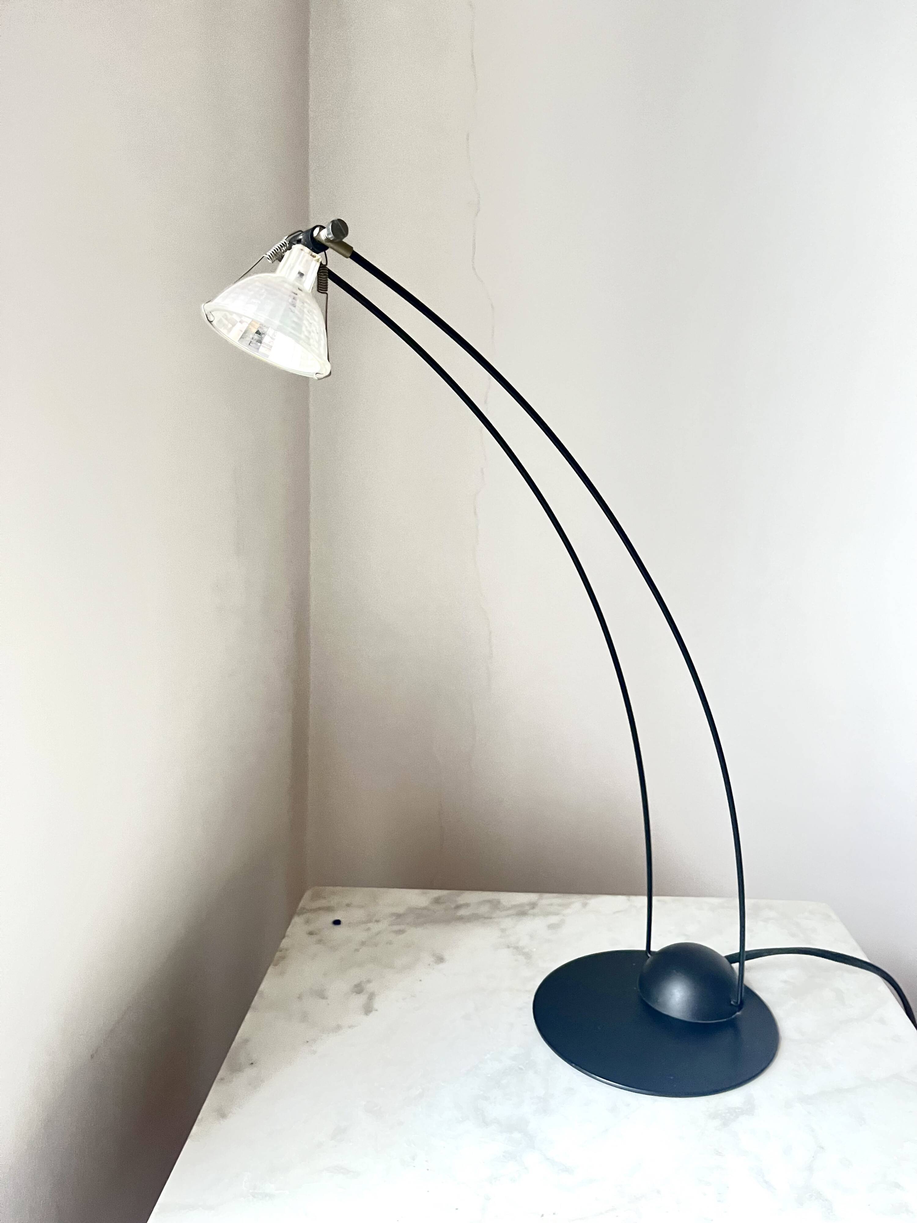 German Vintage Minimalistic table Arc Lamp by Hustadt Leuchten, 1980s