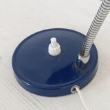 Flexible bedside lamp in blue lacquered sheet metal and stainless steel, 70s.