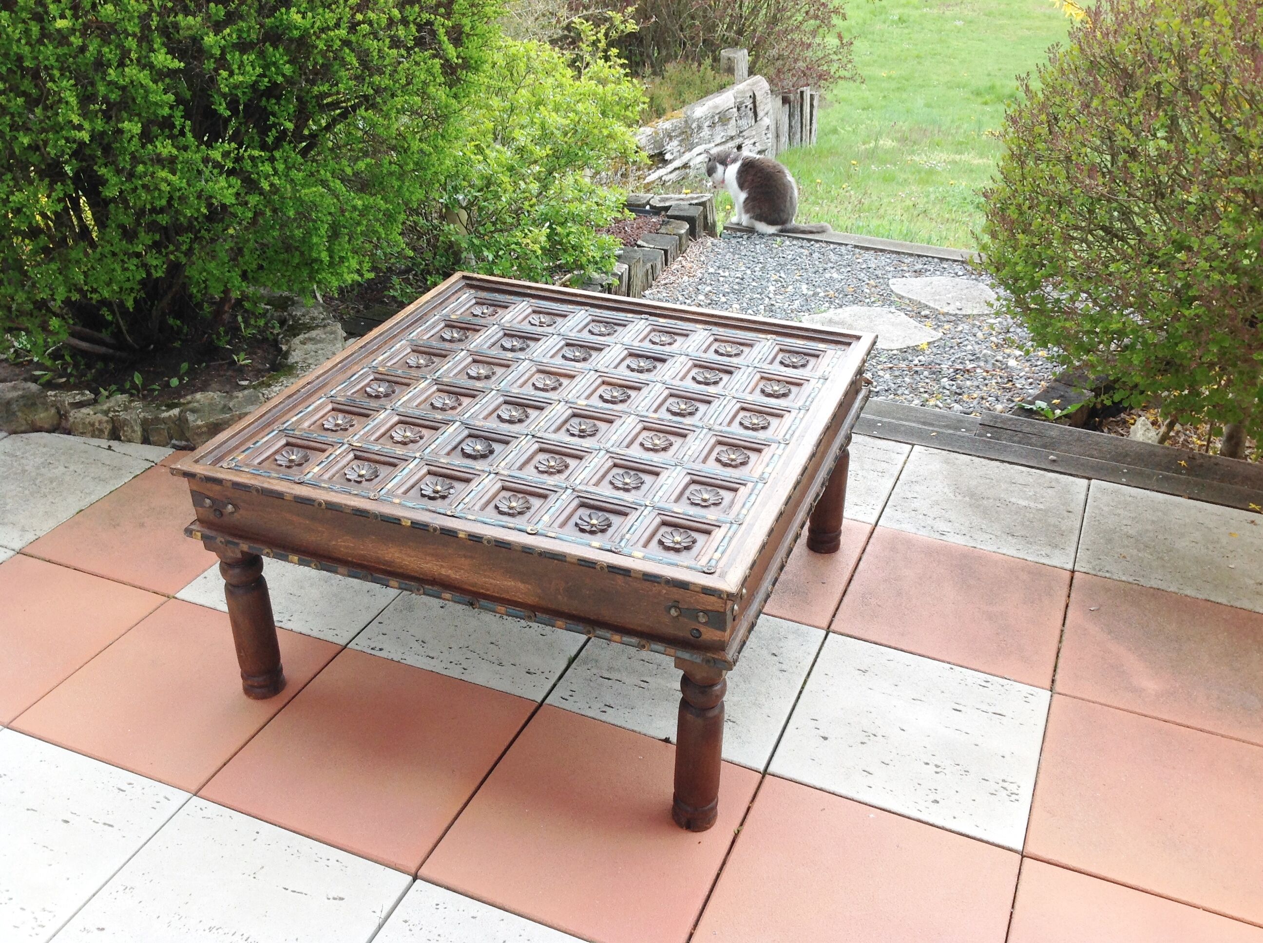 Colonial-style wooden square coffee table