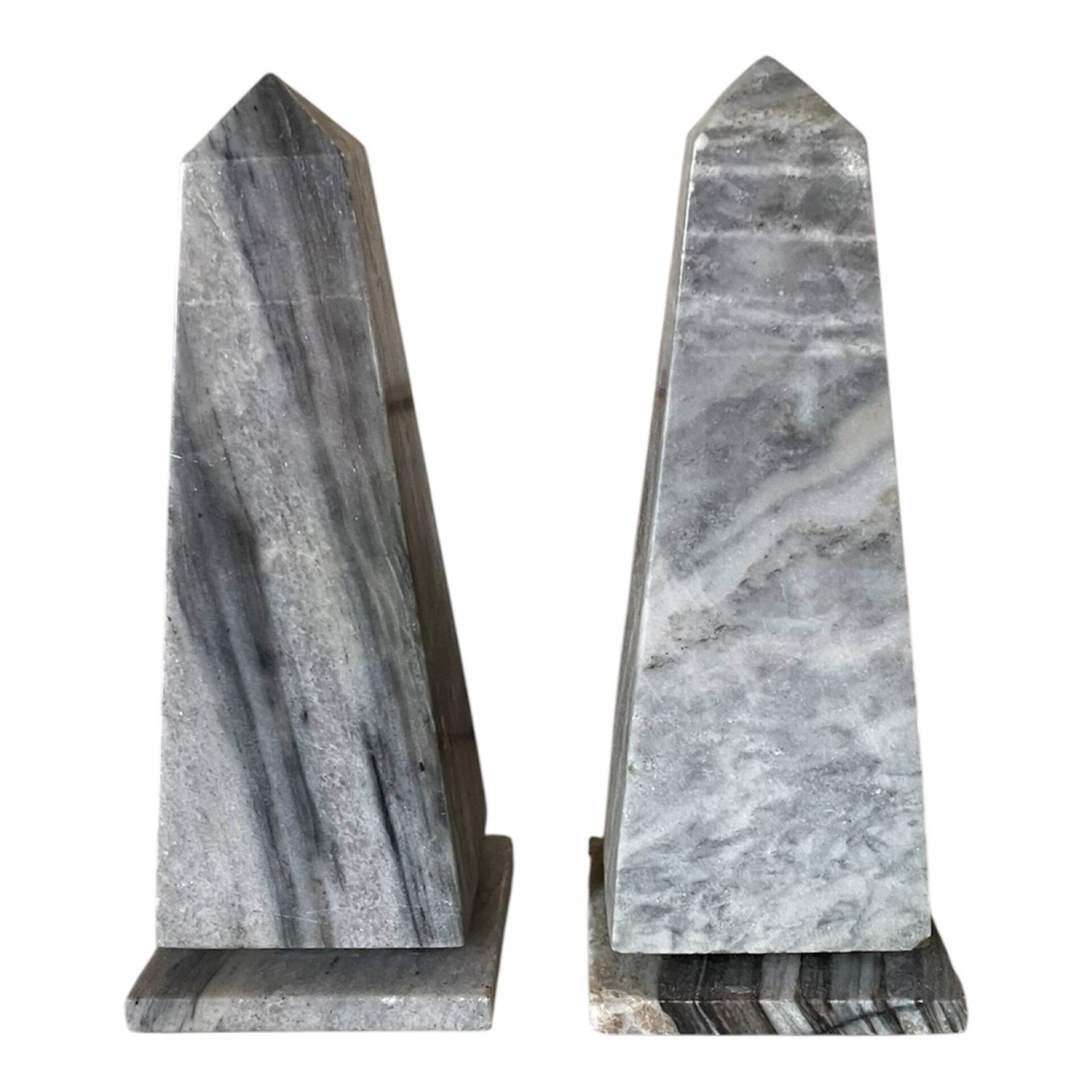 pair of obelisk bookends in marble Art Deco style