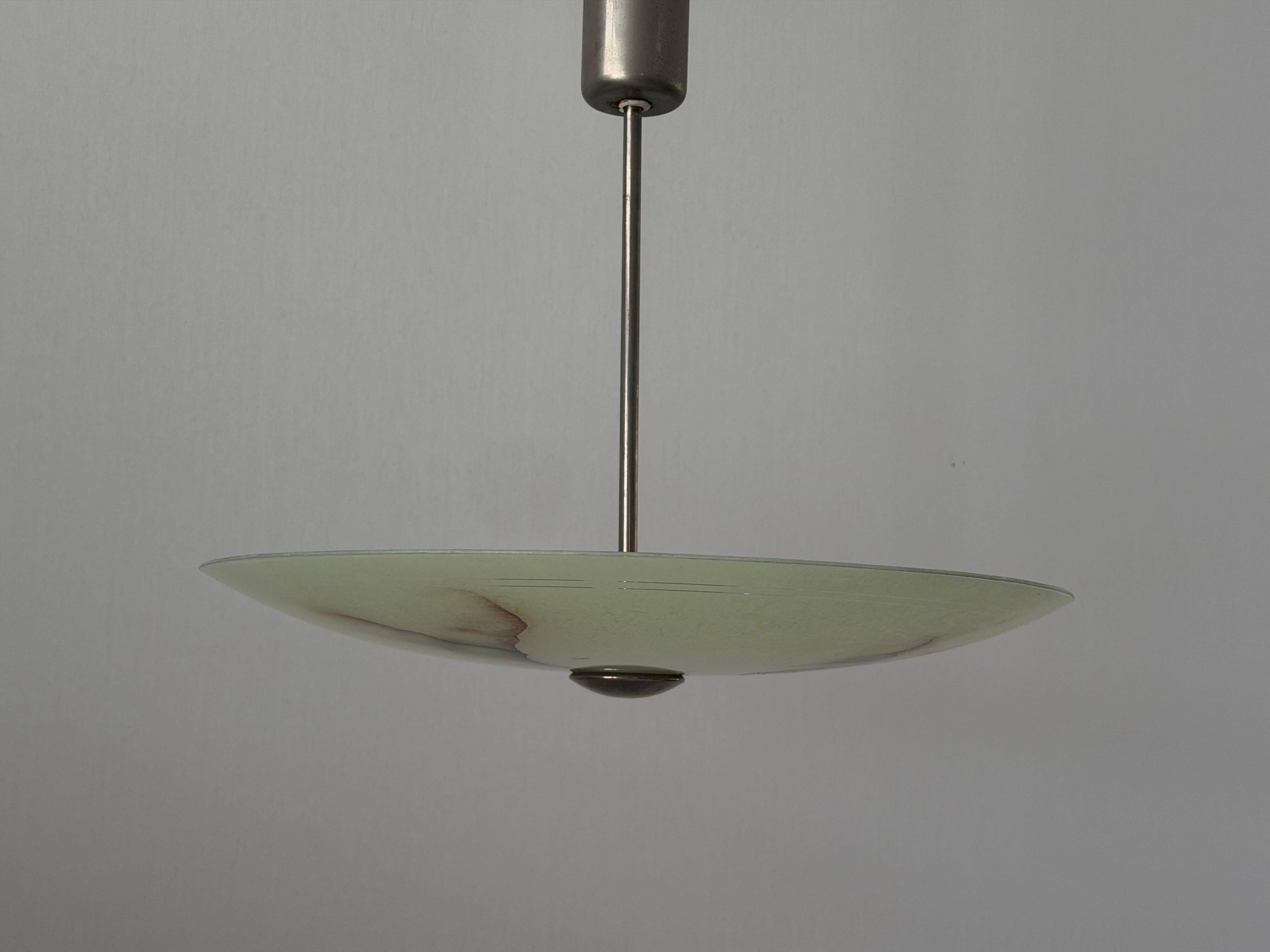 Art Deco ceiling light in green glass, 1940s, Germany